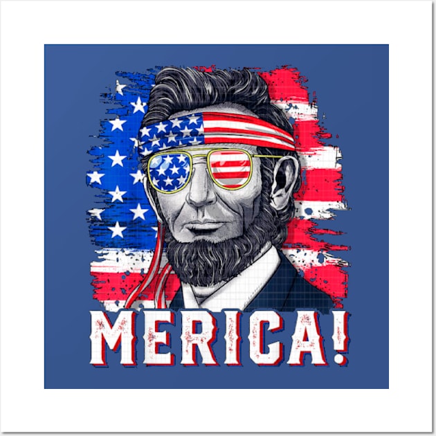 MERICA Abraham Lincoln 4th Of July Wall Art by Kribis